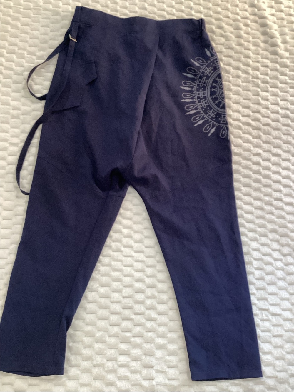 Source Unknown Navy Jogger Pants with Side Mandala Accent size xl #12